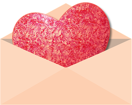 Textured Heart In Envelope PNG with transparent background