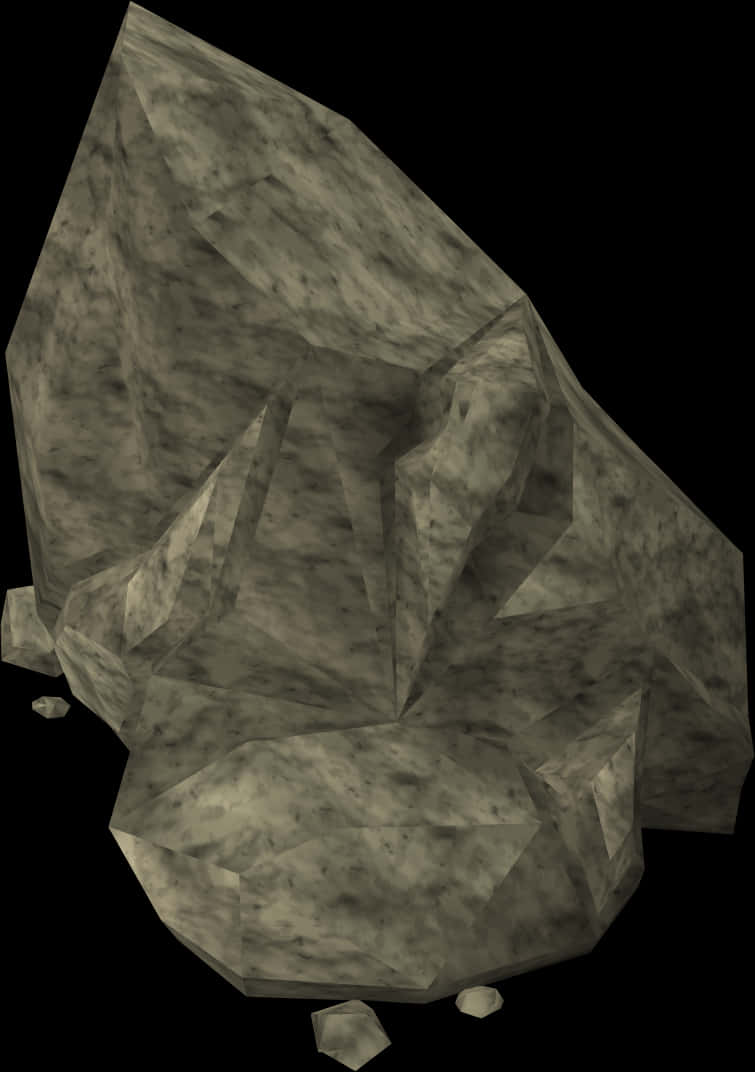 Textured Rock Formation3 D Render PNG with transparent background