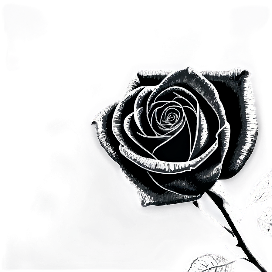 Textured Rose Black And White Png 06132024