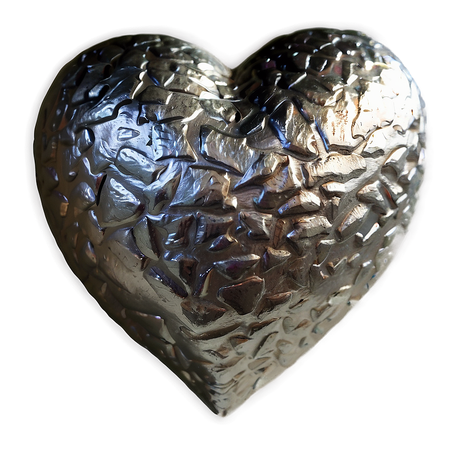 Textured Silver Heart Png Gox