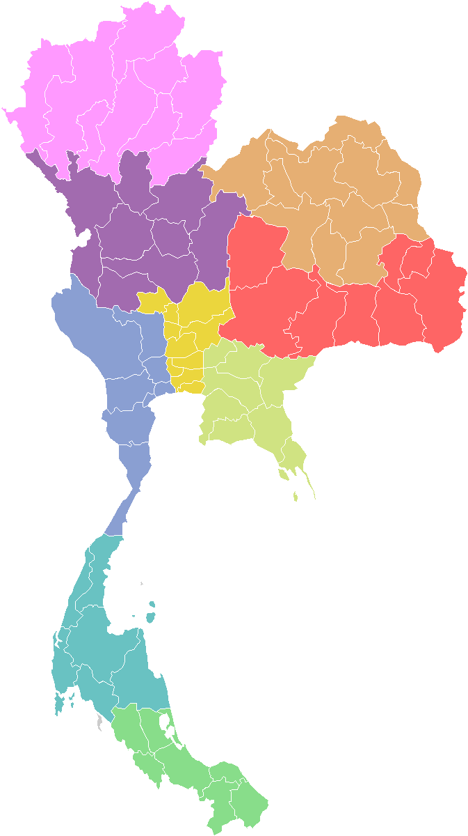 Thailand Administrative Divisions Map PNG with transparent background