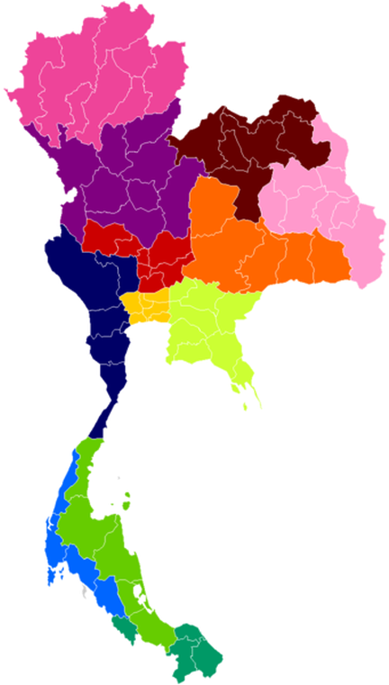 Thailand Administrative Divisions Map PNG with transparent background