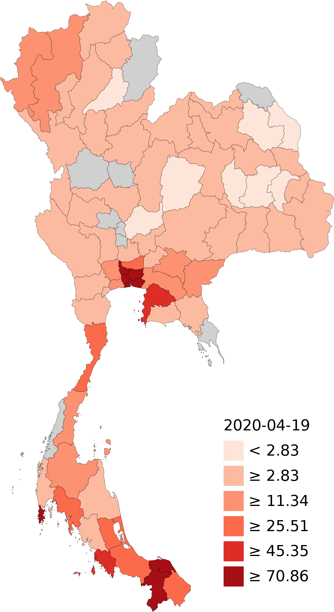 Thailand C O V I D19 Heatmap20200419