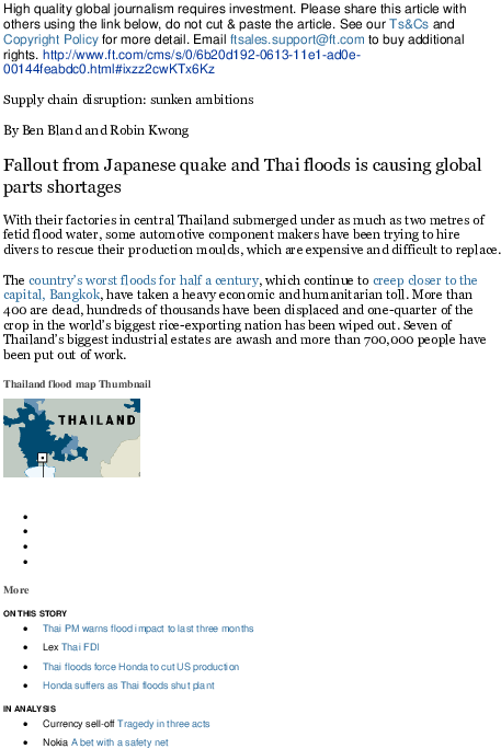 Thailand Flood Impact News Article