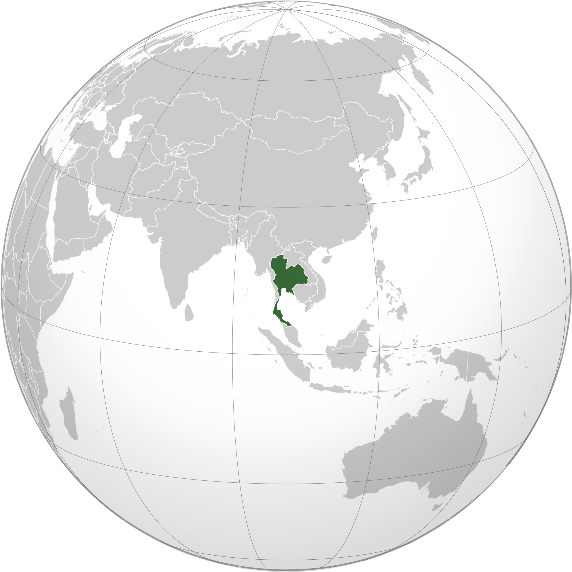 Thailand Locationon Globe PNG with transparent background