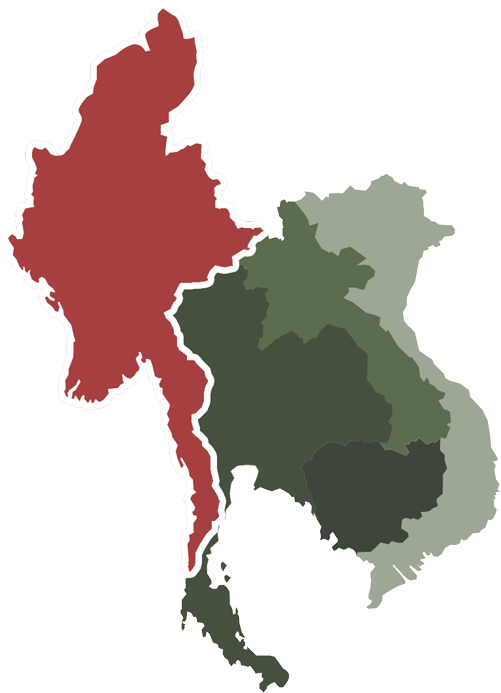 Thailand Map Regions Color Coded PNG with transparent background
