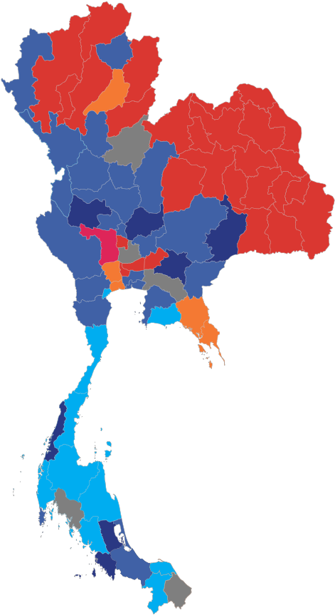 Thailand Political Map Color Coded PNG with transparent background