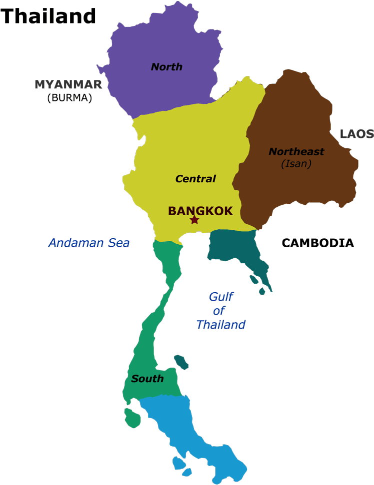 Thailand Regional Division Map