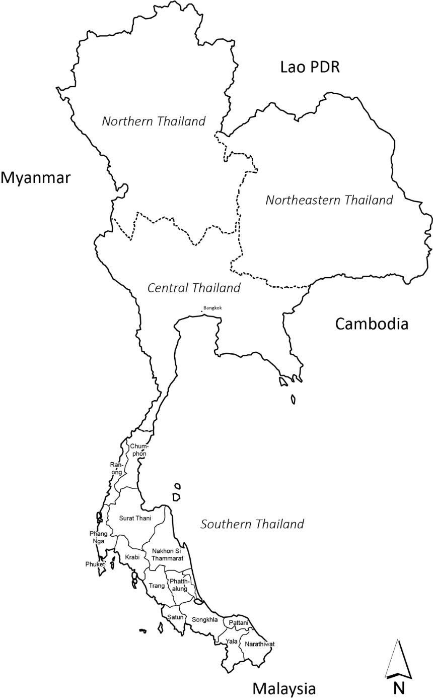 Thailand Regional Divisions Map