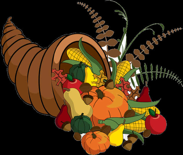 Thanksgiving Cornucopia Illustration PNG with transparent background