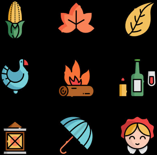 Thanksgiving Icons Set PNG with transparent background