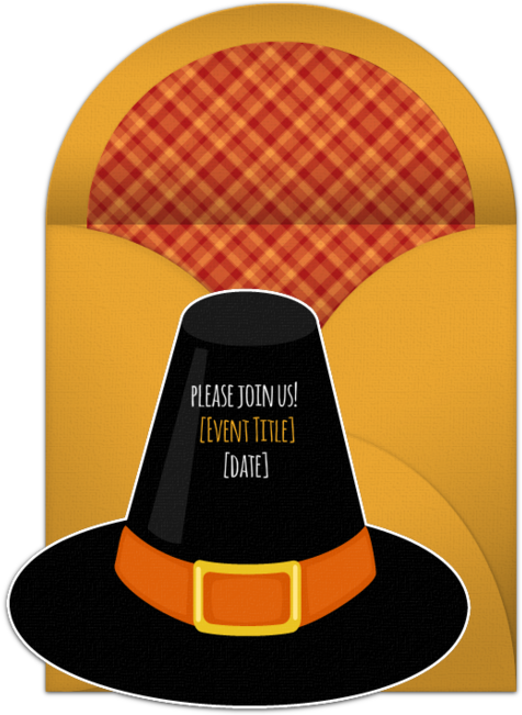 Thanksgiving Invitation Template Pilgrim Hat PNG image with a transparent background, free high-resolution download