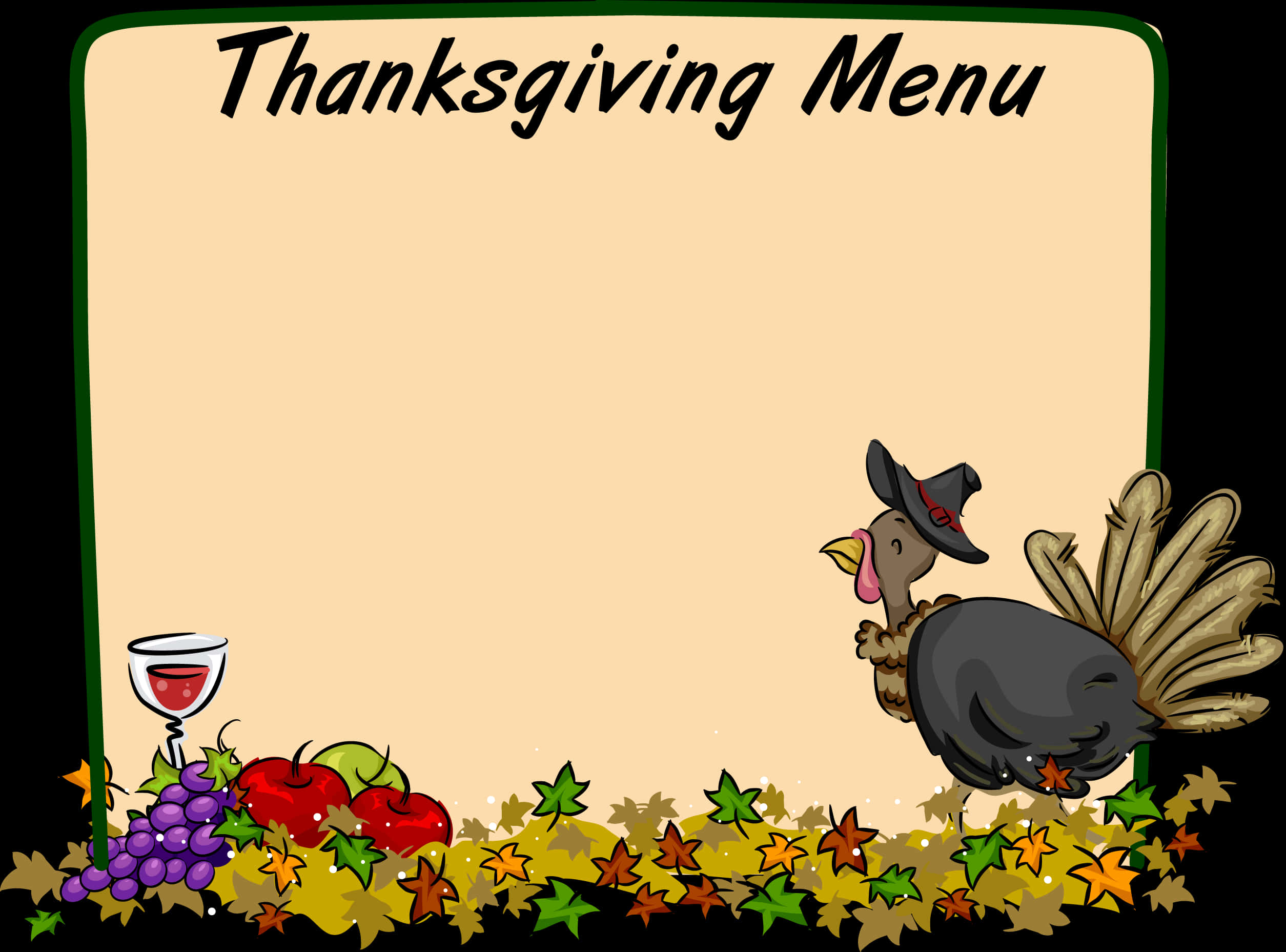 Thanksgiving Menu Templatewith Turkey PNG with transparent background
