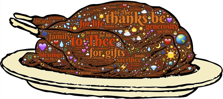 Thanksgiving Turkey Word Art PNG with transparent background
