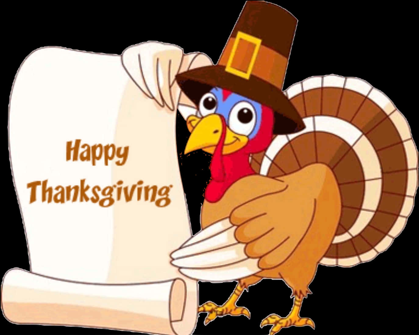 Thanksgiving Turkeywith Scroll PNG with transparent background