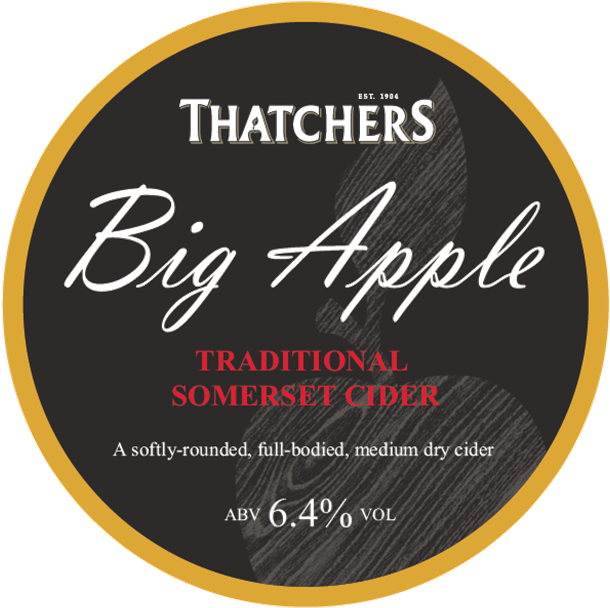Thatchers Big Apple Somerset Cider Label PNG with transparent background