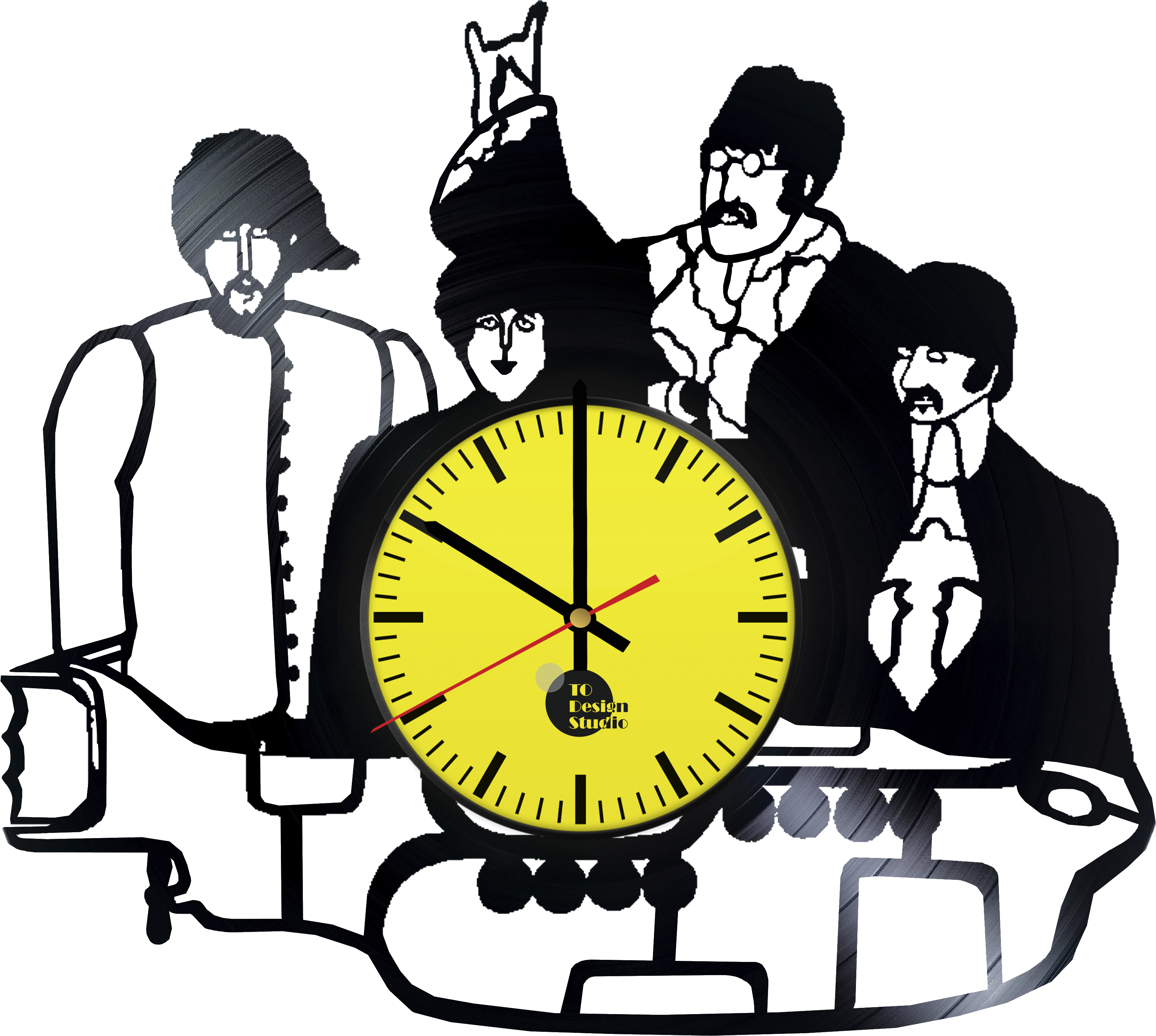The Beatles Handmade Vinyl Record Wall Clock Fan Gift - Yellow Submarine Beatles Png, Transparent Png PNG with transparent background