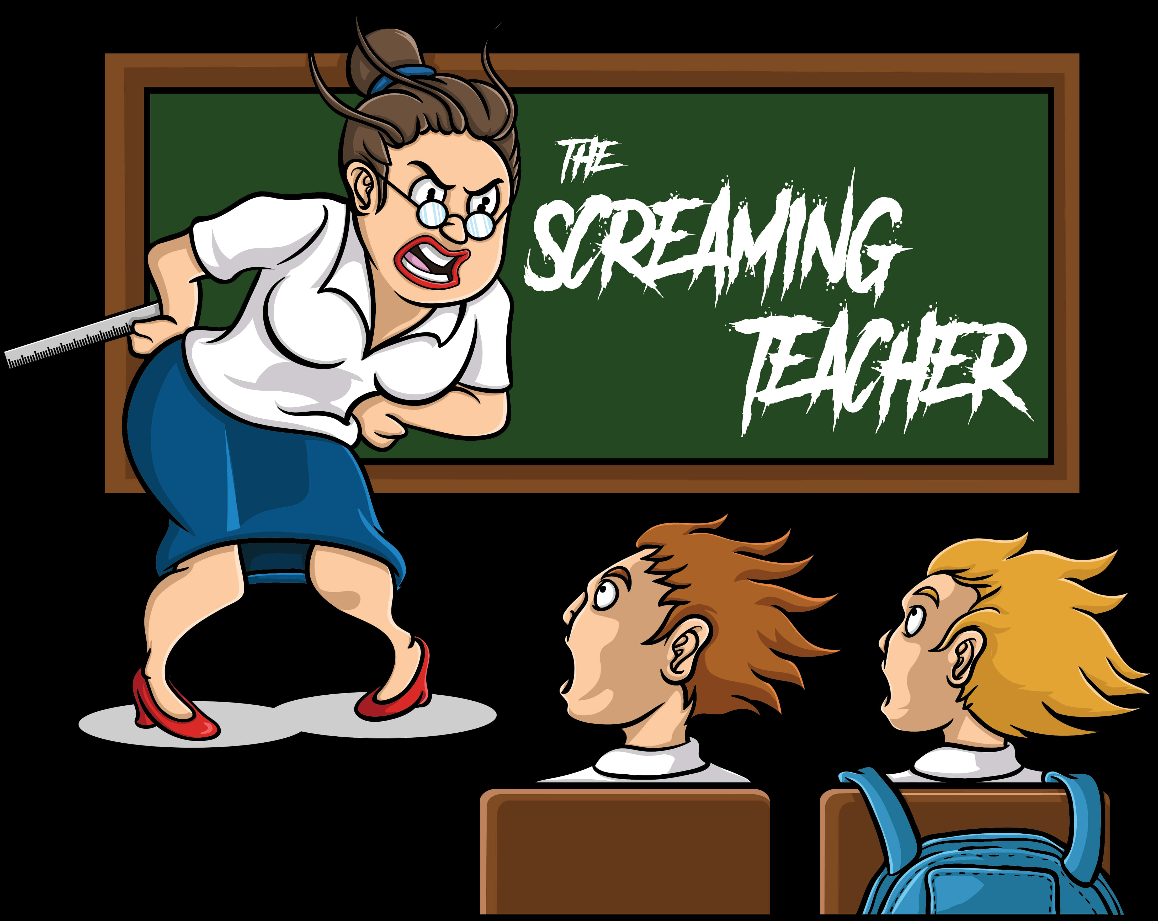 The Screaming Teacher Cartoon PNG with transparent background