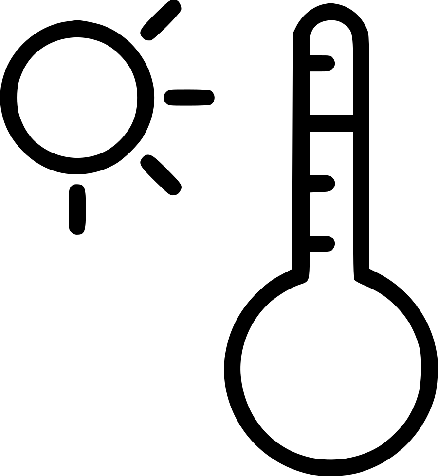 Thermometer Hot Heat Summer Sun Day - Hot Weather Thermometer Clipart Black And White, HD Png Download PNG with transparent background