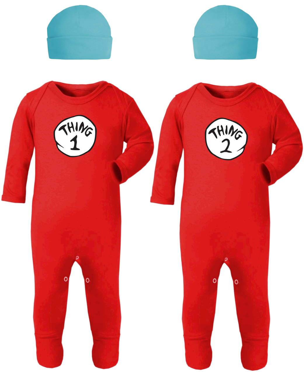 Thing1and Thing2 Red Romperswith Beanies