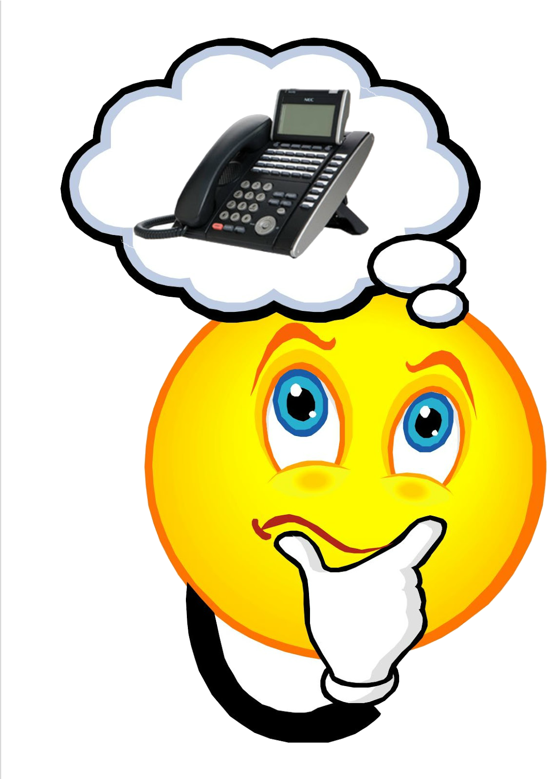 Thinking Emoji Considering Phone Call PNG with transparent background