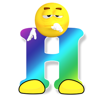 Thinking Emoji Letter H PNG with transparent background