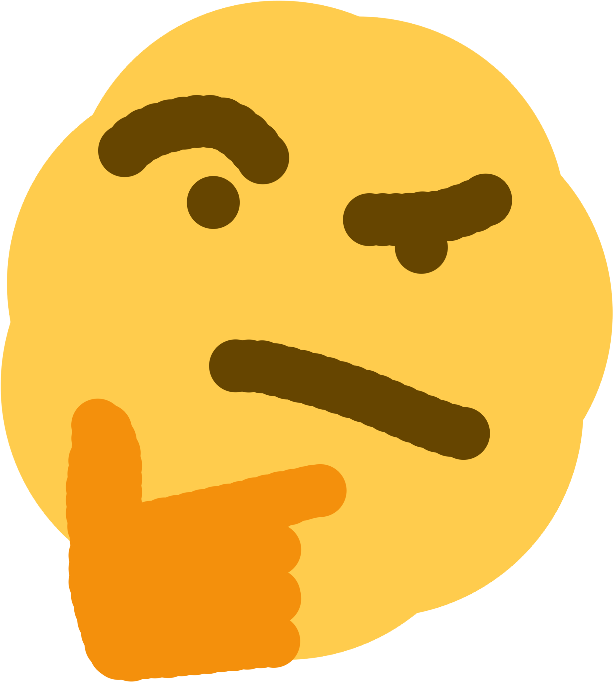 Thinking_ Emoji_with_ Finger_on_ Chin PNG with transparent background