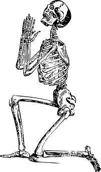Thinking Skeleton Artwork PNG with transparent background