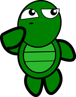 Thinking Turtle Cartoon PNG with transparent background