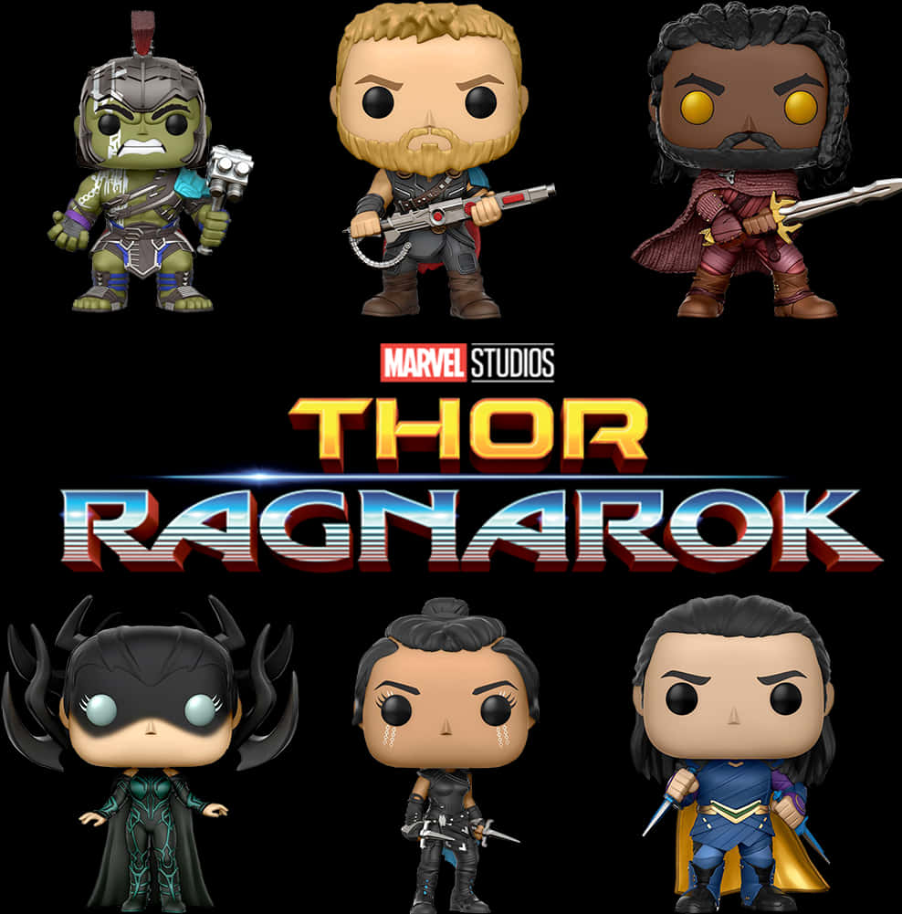 Thor Ragnarok Funko Pop Collection PNG with transparent background