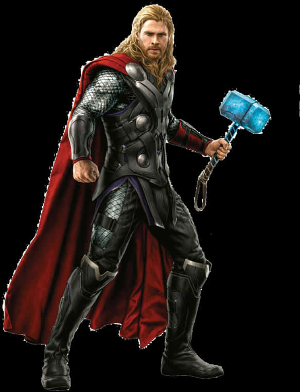 Thor_with_ Mjolnir_ Illustration PNG with transparent background