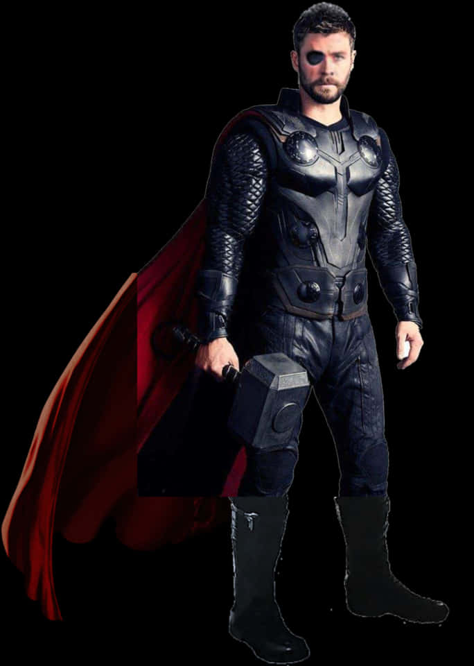Thorin Armorwith Mjolnir PNG with transparent background
