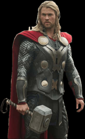 Thor_with_ Mjolnir_ Costume_ Portrait PNG with transparent background
