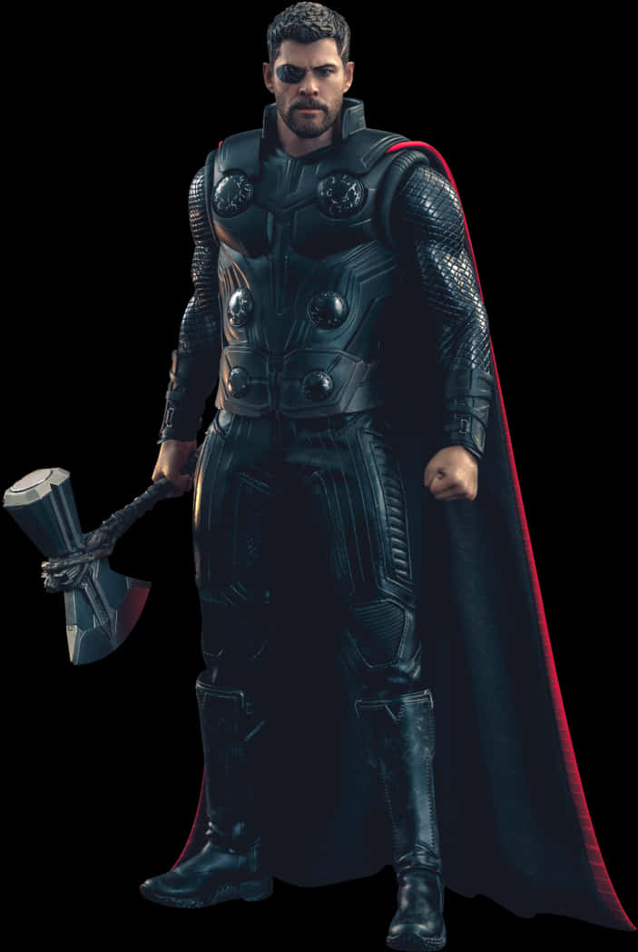 Thor_with_ Mjolnir_ Full_ Body_ Portrait PNG with transparent background