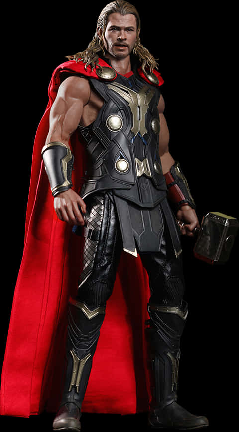 Thor_with_ Mjolnir_ Full_ Body_ Render PNG with transparent background