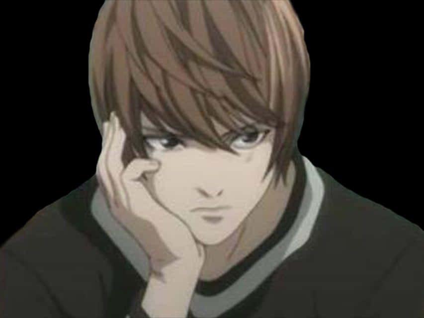 Thoughtful Anime Character Light Yagami PNG with transparent background
