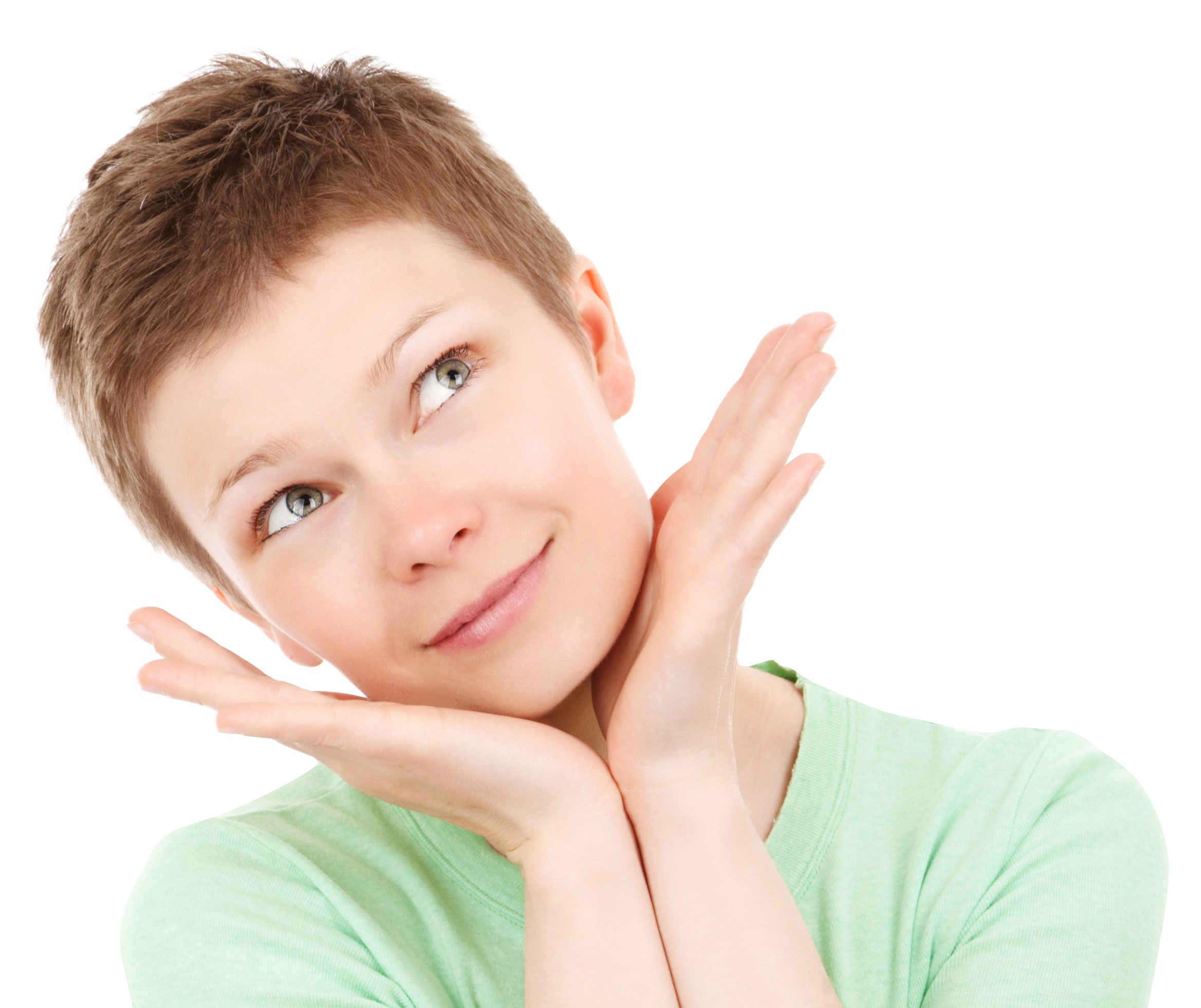 Thoughtful Young Woman Green Shirt