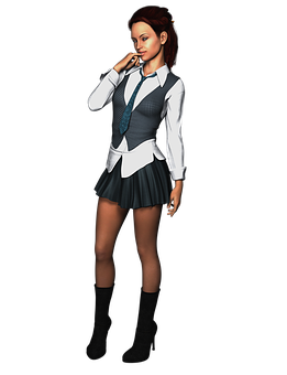 Thoughtful3 D Characterin School Uniform