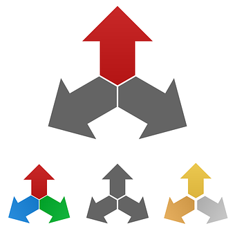 Three Arrows Direction Concept PNG with transparent background