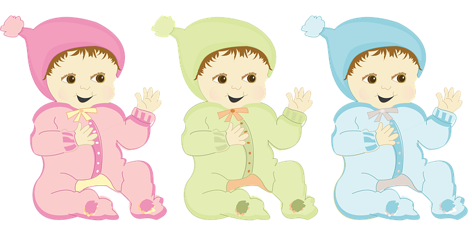 Three Cartoon Babiesin Colorful Outfits PNG with transparent background