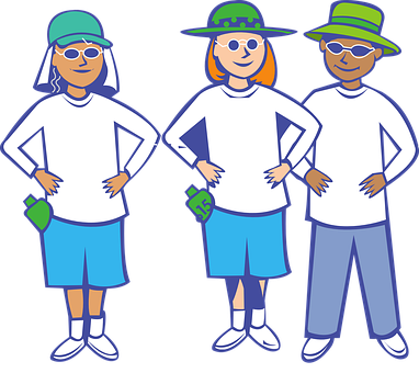 Three Cartoon Characters Standing Together PNG image with a transparent background, free high-resolution download