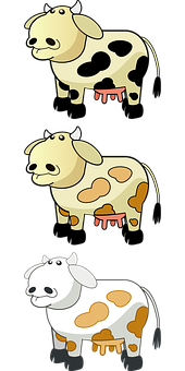 Three Cartoon Cows Vertical Array