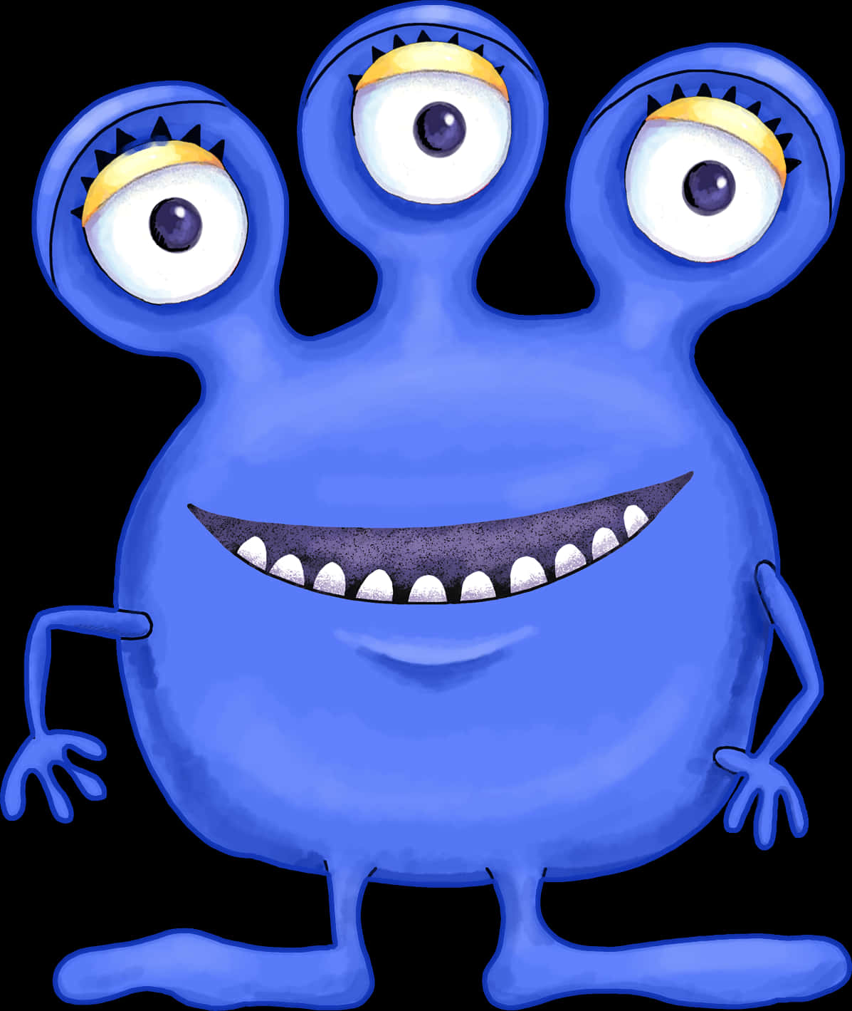 Three Eyed Blue Alien Cartoon