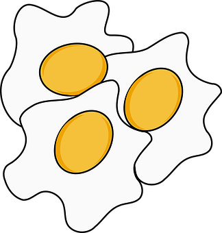 Three Fried Eggs Illustration PNG with transparent background