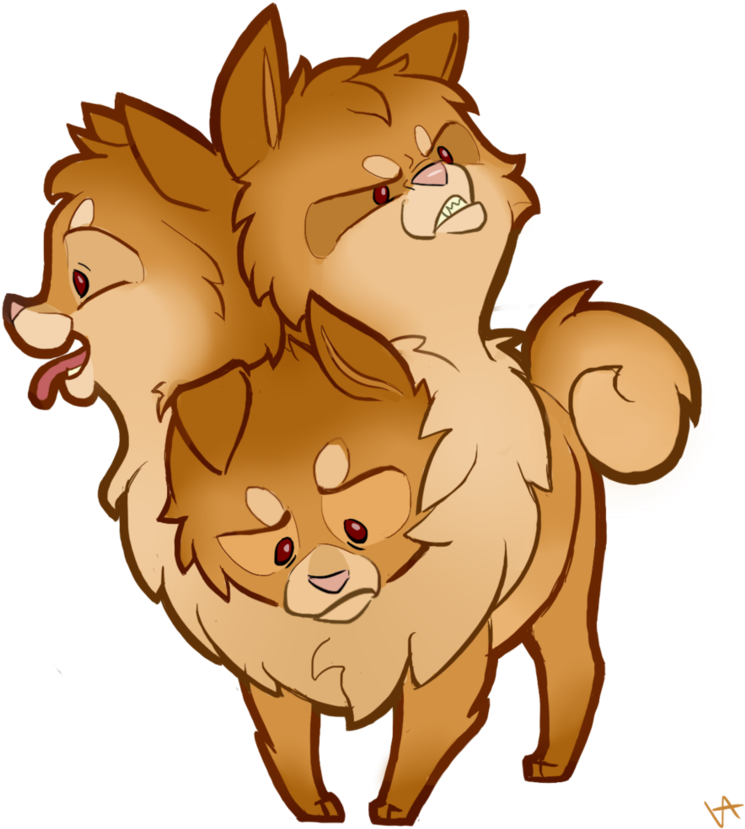 Three Headed Cartoon Dog Illustration