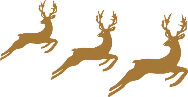 Three Leaping Reindeer Silhouettes PNG with transparent background