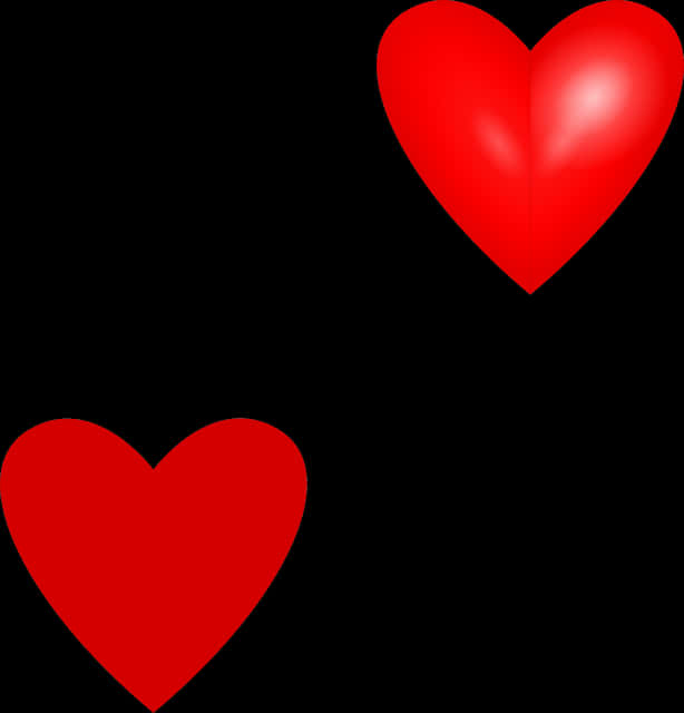 Three Red Hearts Black Background