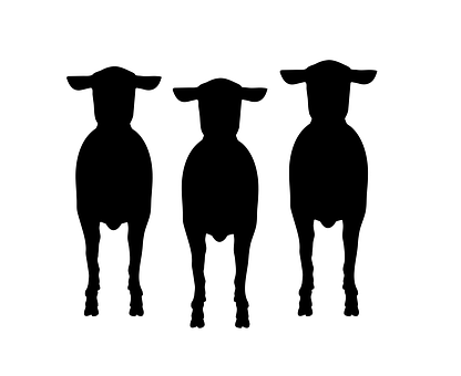 Three Sheep Silhouette PNG with transparent background