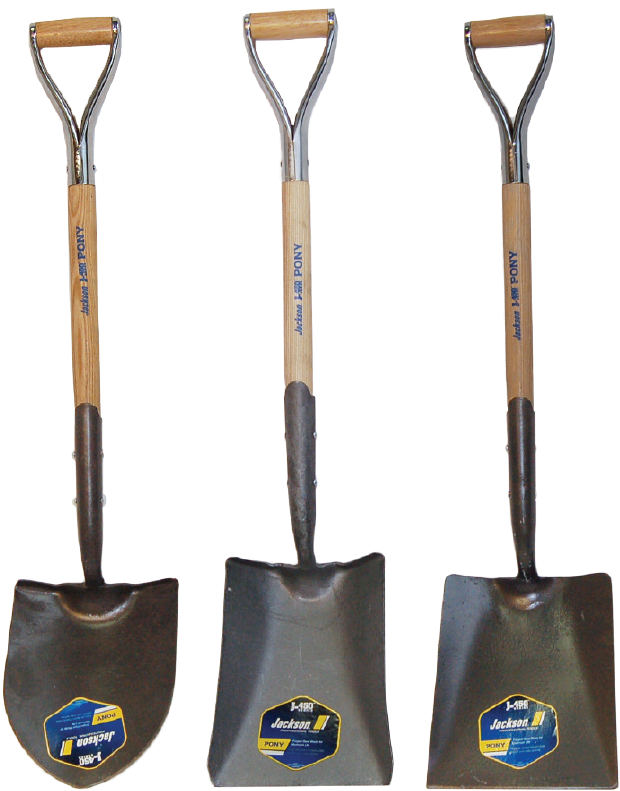 Three Shovels Isolatedon Blue Background