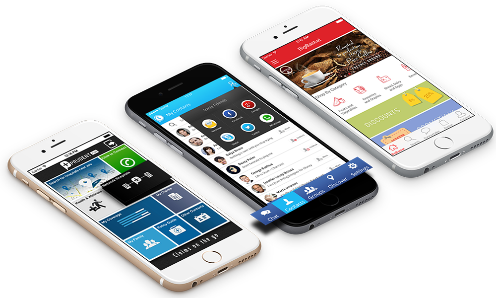 Three Smartphones Displaying Apps PNG with transparent background